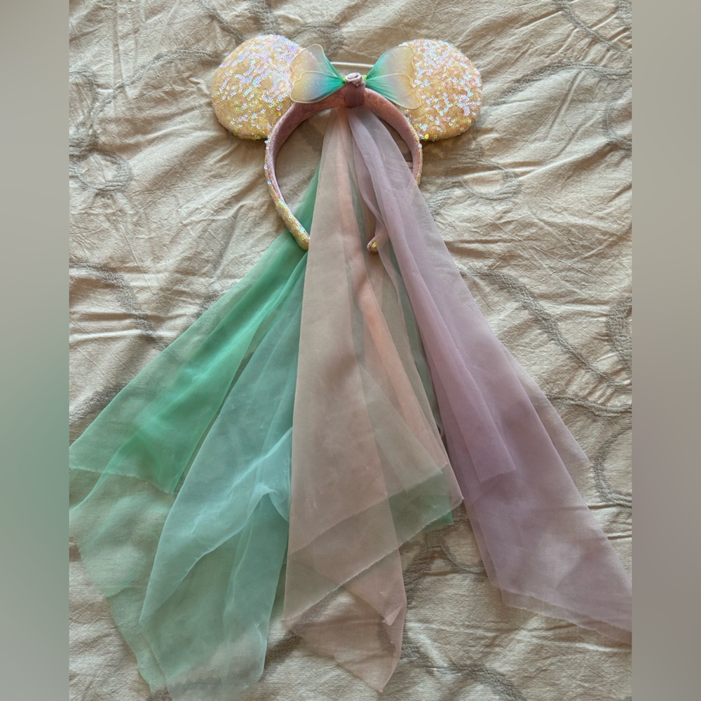 Disney Mermaid Mickey Esrs Colorful Headband with Tulle Veil